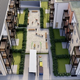 Quartier an der Kellei Dresden Vogelperspektive auf Außenanlage