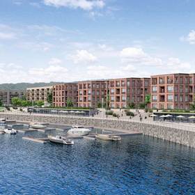 HafenCity Dresden Stadtvilla am Elbbogen Haus 15 seitliche Ansicht Promenade